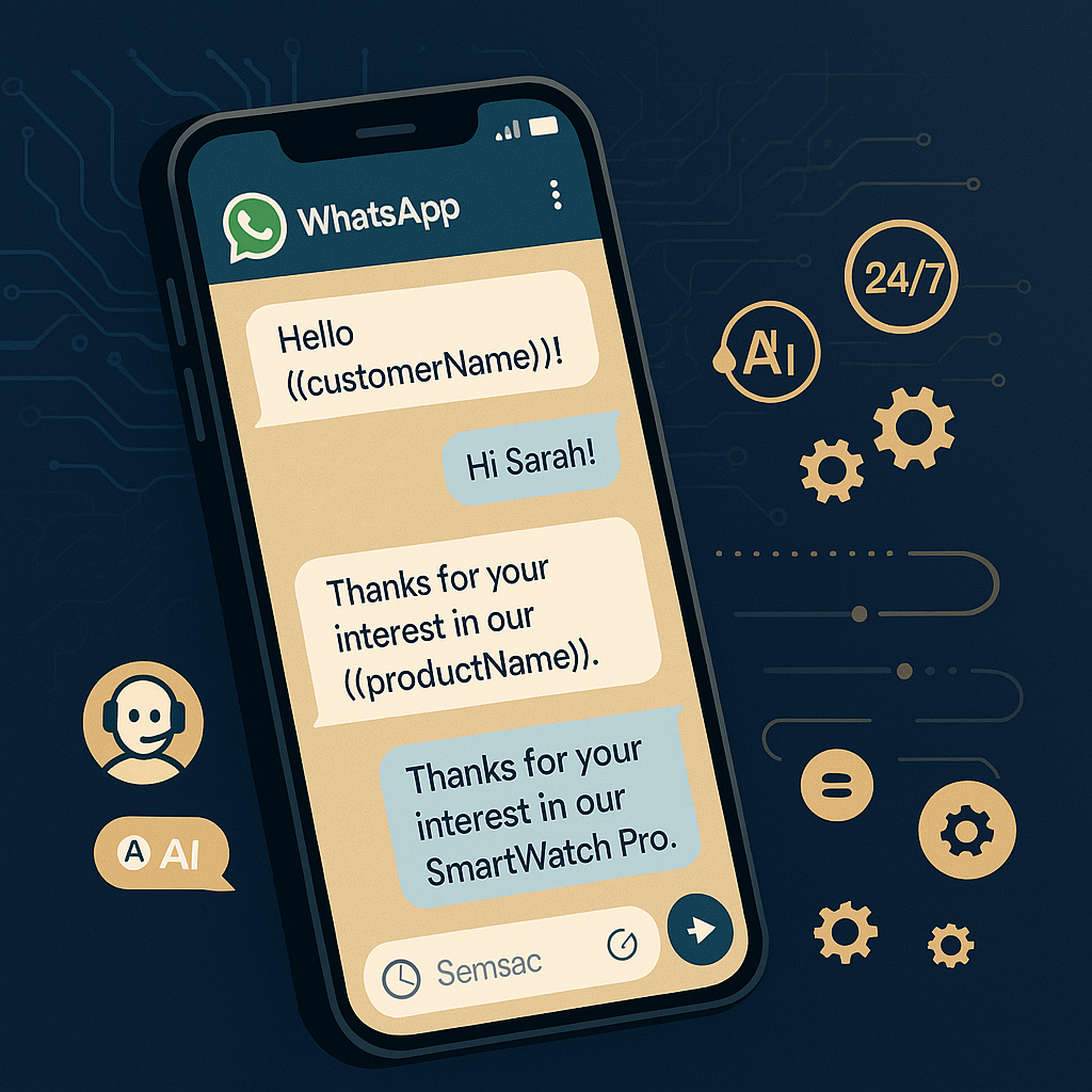 AI-powered WhatsApp lead follow-up interface showing personalized message templates