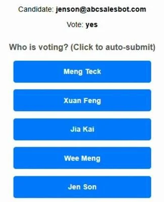 Voting page: who is voting, with one button per reviewer