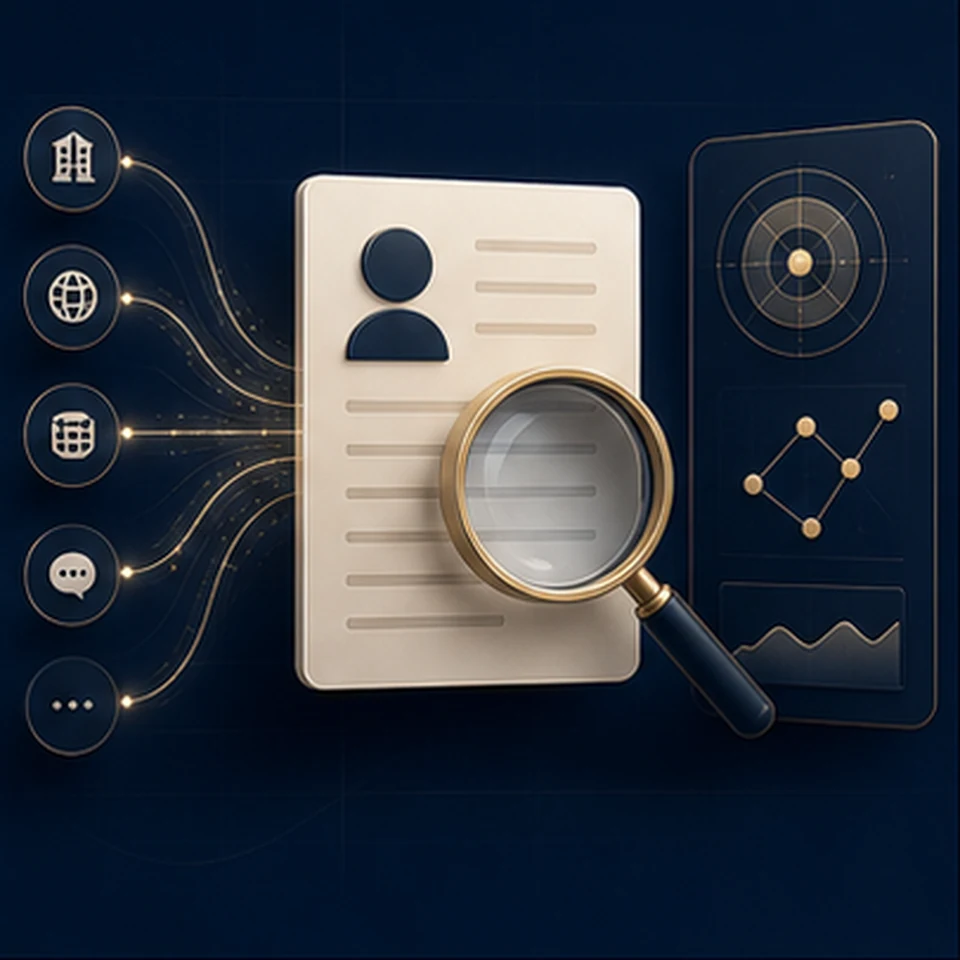 Lead Research Engine abstract workflow illustration
