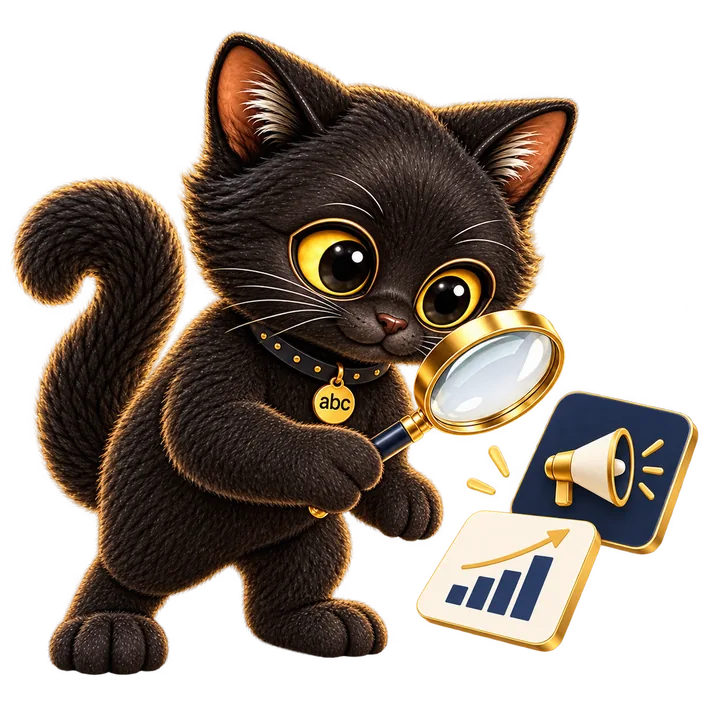 Kong Ming uses a magnifier to examine an advertising card and its results.