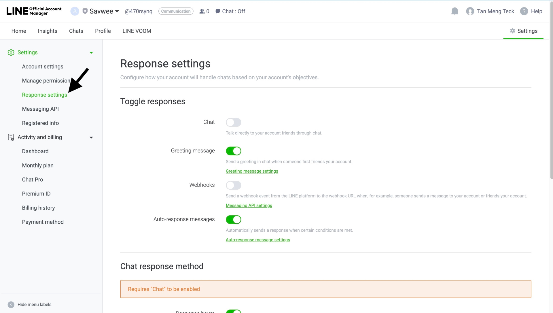 Default Response Settings - these need to be changed
