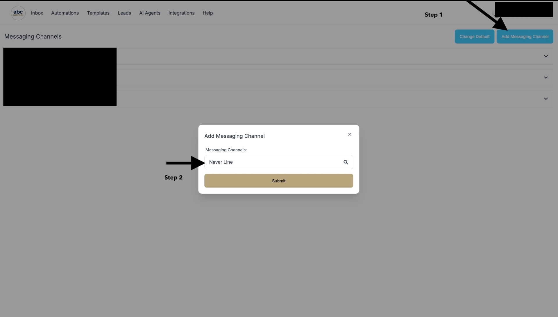 Select "Naver Line" from the dropdown