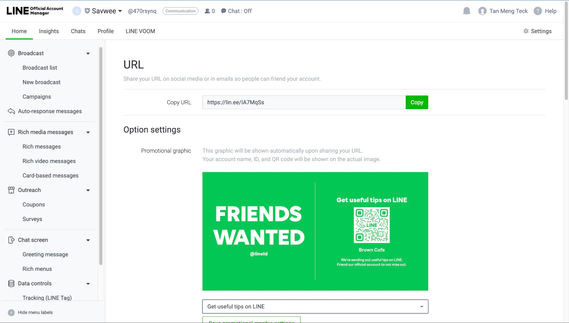 Create a shareable URL for your LINE account
