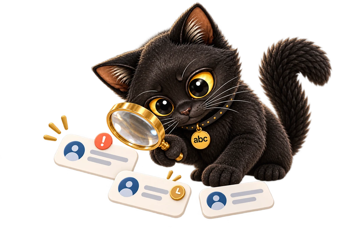 AI Manager investigates customer conversations with a magnifying glass, looking for slow replies, missed follow-ups and unanswered objections.